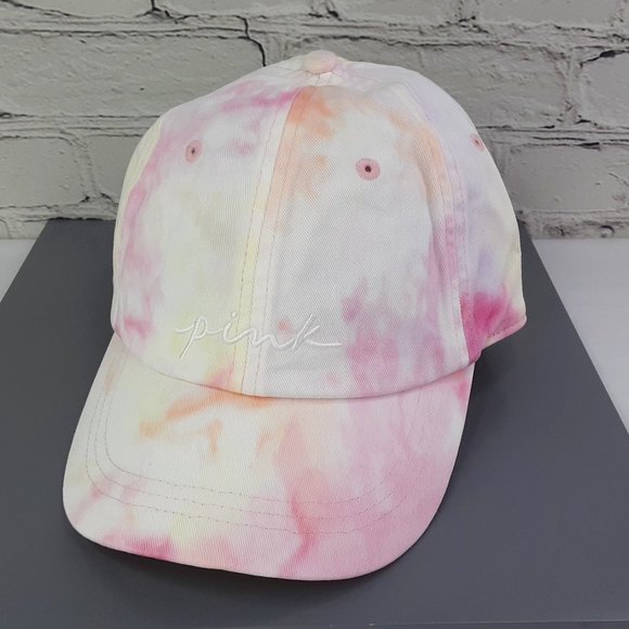 Victoria’s Secret PINK Accessories - VICTORIA'S SECRET 'PINK' EMBROIDED LOGO TIE-DYE BALL CAP/ HAT ADJUSTABLE BACK